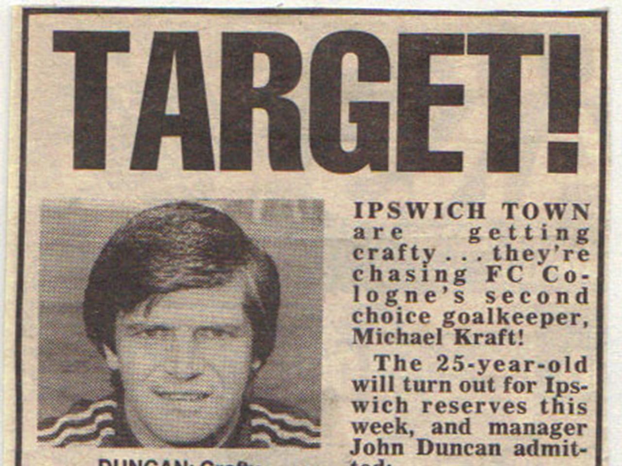Angebot von Coach Duncan - Ipswich Town für Saison 1990